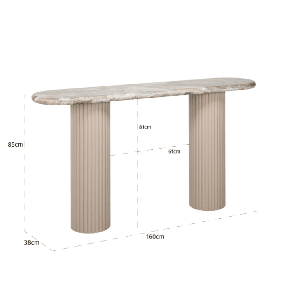Verinne Oval Marble Top Console Table