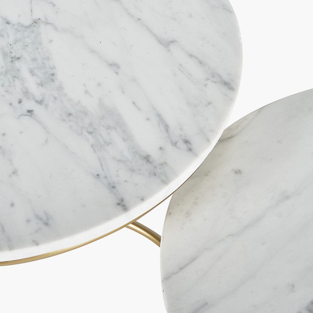 Verona White & Gold Round Set of 2 Side Tables
