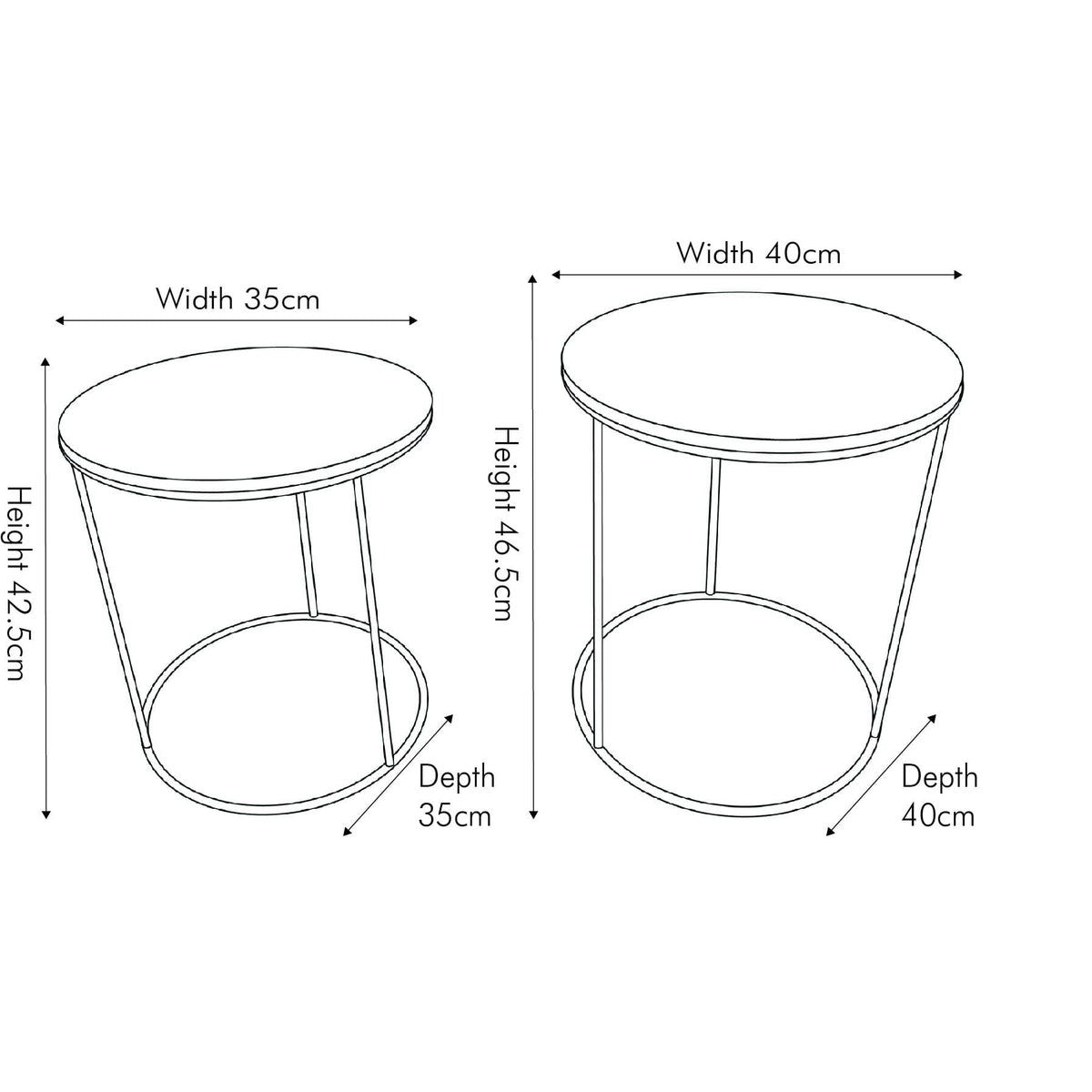 Verona White & Gold Round Set of 2 Side Tables