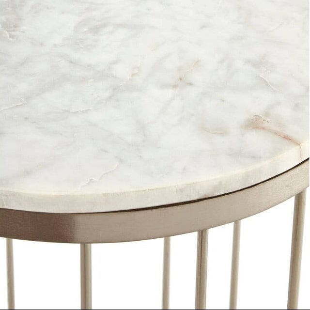 Vexa Champagne Side Table with Marble Top