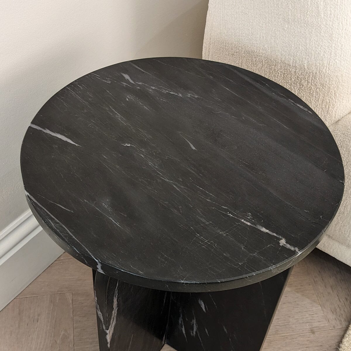 Vieste Black Marble Side Table