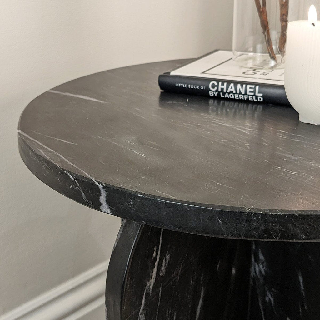 Vieste Black Marble Side Table