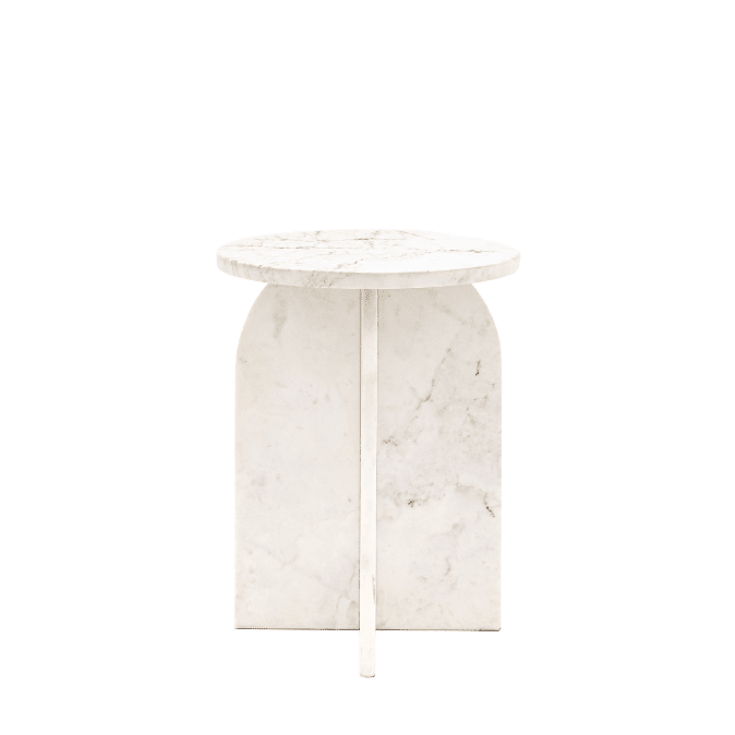 Vieste White Marble Side Table