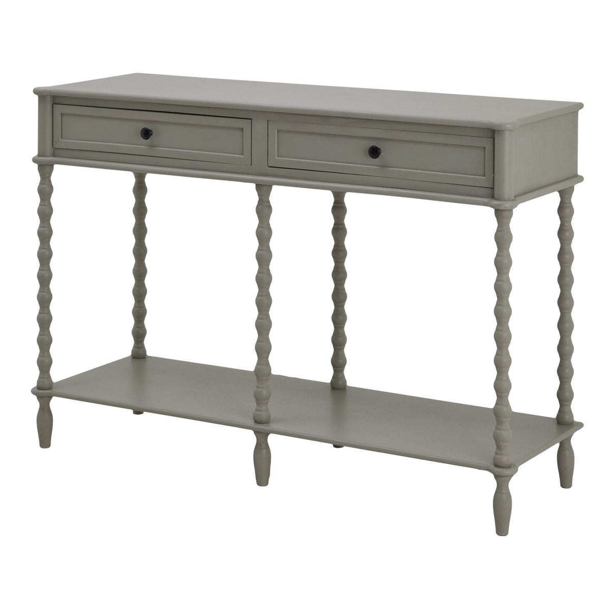 Wiley Grey Large 2 Drawer Console Table with Leg Detailing