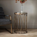 Zariah Gold Metal Side Table with Antique Glass Top