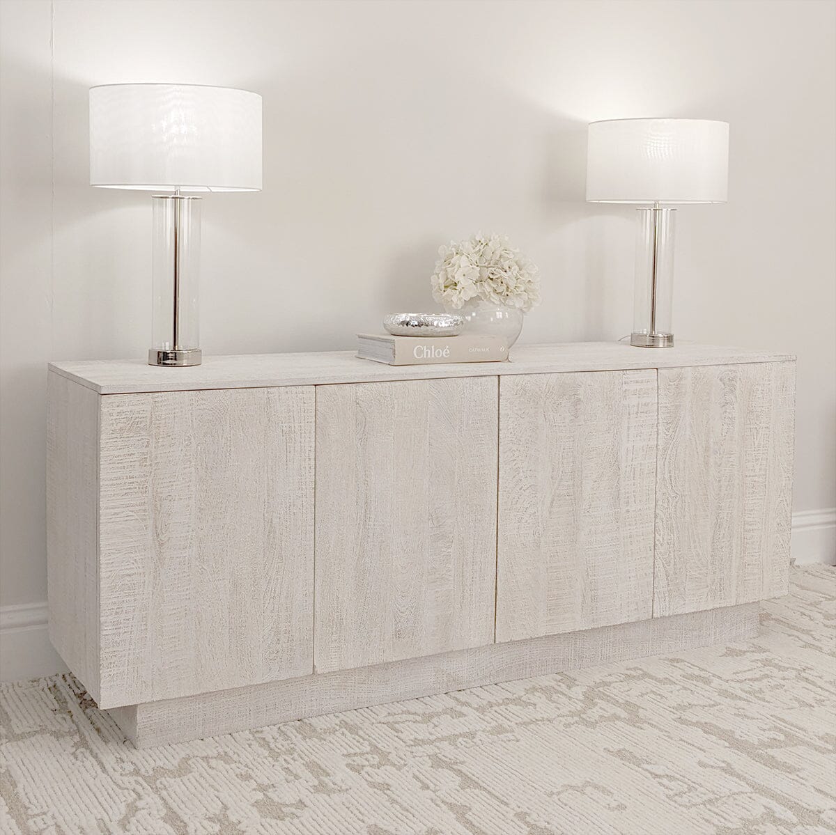 Zenica Luxury Whitewash 4 Door Sideboard