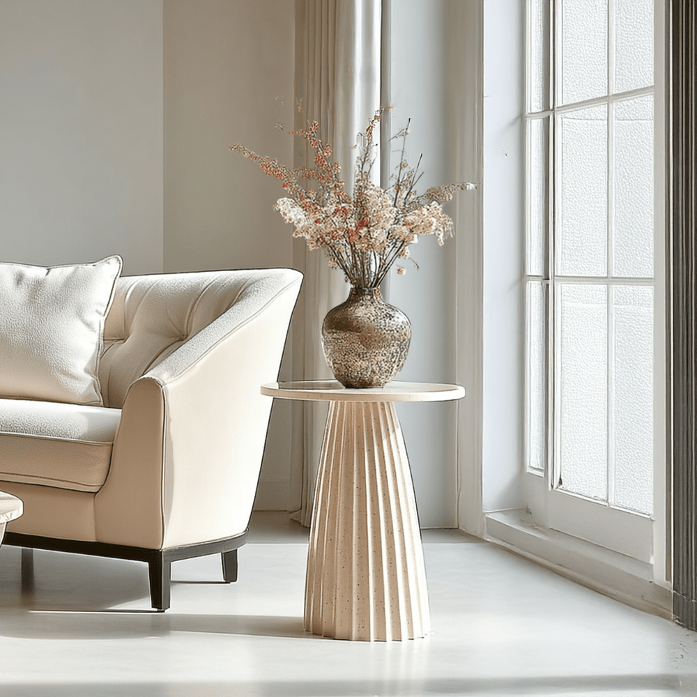 Zuzana Beige Round Side Table
