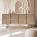 Zyra Smoked Oak Wooden 4 Door Sideboard