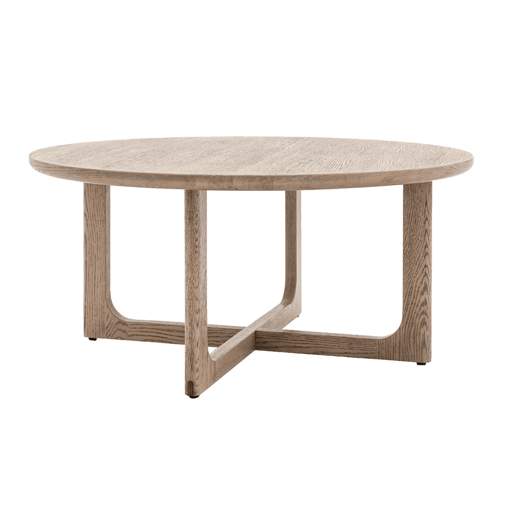 Zyra Smoked Oak Wooden Round Coffee Table