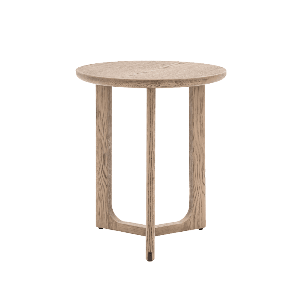 Zyra Smoked Oak Wooden Round Side Table